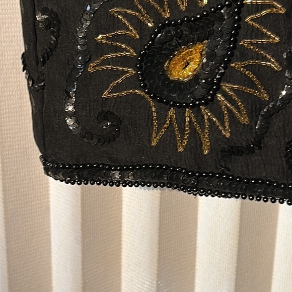 Vintage Black And Gold Sequin Beaded Mini Dress - Picture 6 of 15